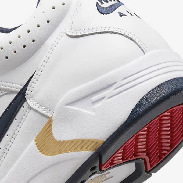 Men's Nike Air Flight Lite Mid Trainers White / Red / Metal Gold / Navy | NK472QGZ