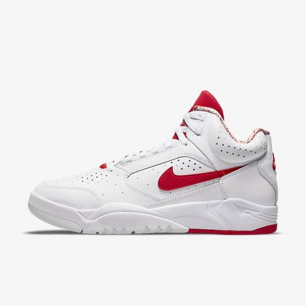 Men\'s Nike Air Flight Lite Mid Trainers White / Red | NK792OUL