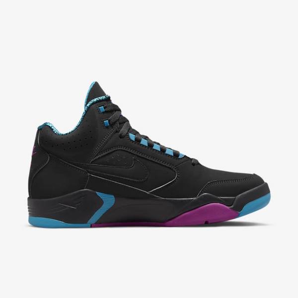 Men's Nike Air Flight Lite Mid Trainers Black / Turquoise / Red Purple / Black | NK841LFA