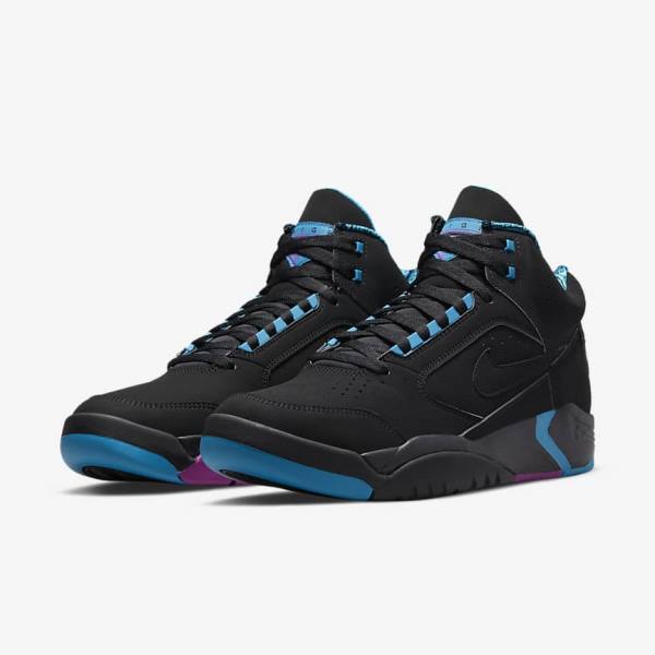 Men's Nike Air Flight Lite Mid Trainers Black / Turquoise / Red Purple / Black | NK841LFA