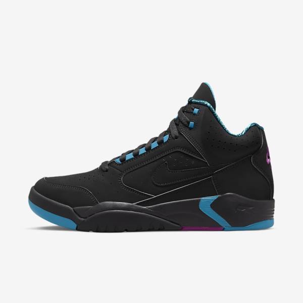 Men\'s Nike Air Flight Lite Mid Trainers Black / Turquoise / Red Purple / Black | NK841LFA