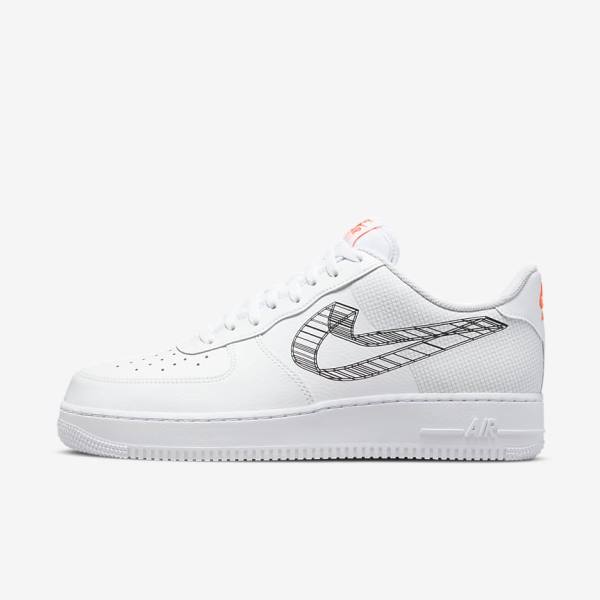 Men\'s Nike Air Force 1 07 Trainers White / Orange / Platinum / Black | NK978RIF