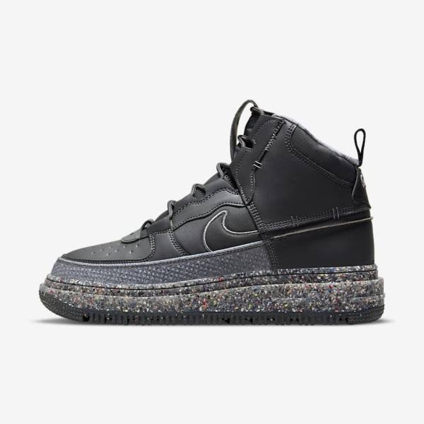 Men\'s Nike Air Force 1 Boot Trainers Dark Grey / Black | NK460QTG