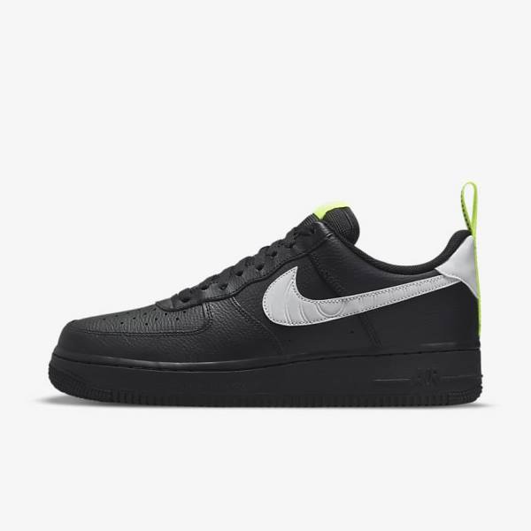 Men\'s Nike Air Force 1 Trainers Black / Silver / White | NK412VQD