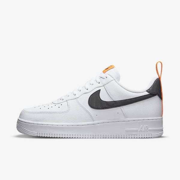 Men\'s Nike Air Force 1 Trainers White / Orange / Silver / Black | NK541NBH