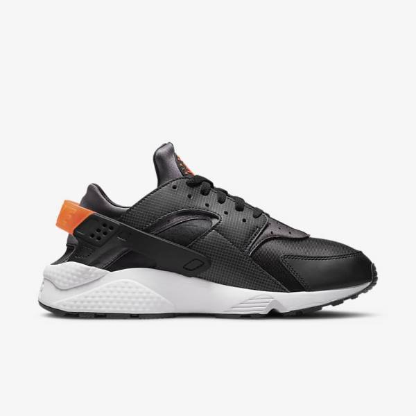 Men's Nike Air Huarache Trainers Black / Orange / Grey / White | NK453JUR