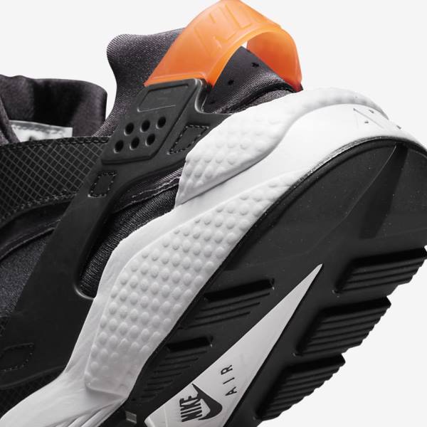 Men's Nike Air Huarache Trainers Black / Orange / Grey / White | NK453JUR