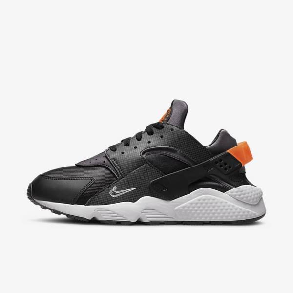 Men\'s Nike Air Huarache Trainers Black / Orange / Grey / White | NK453JUR