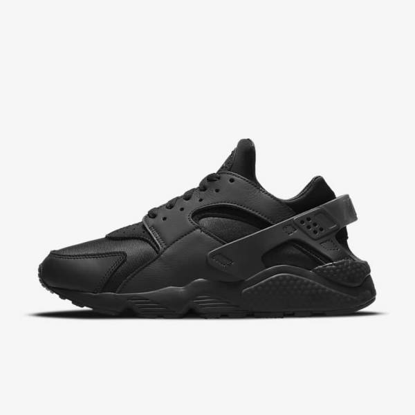 Men\'s Nike Air Huarache Trainers Black / Dark Grey | NK902QDI