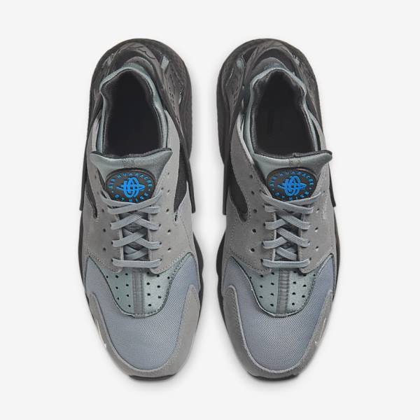 Men's Nike Air Huarache Trainers Grey / Light Blue / Black / Metal Silver | NK893VIX