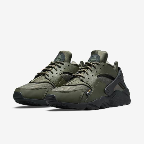 Men's Nike Air Huarache Trainers Khaki / Black / Gold / Khaki | NK487AJU