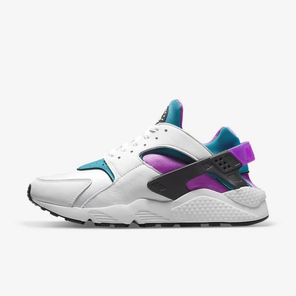 Men\'s Nike Air Huarache Trainers White / Black | NK174RDF