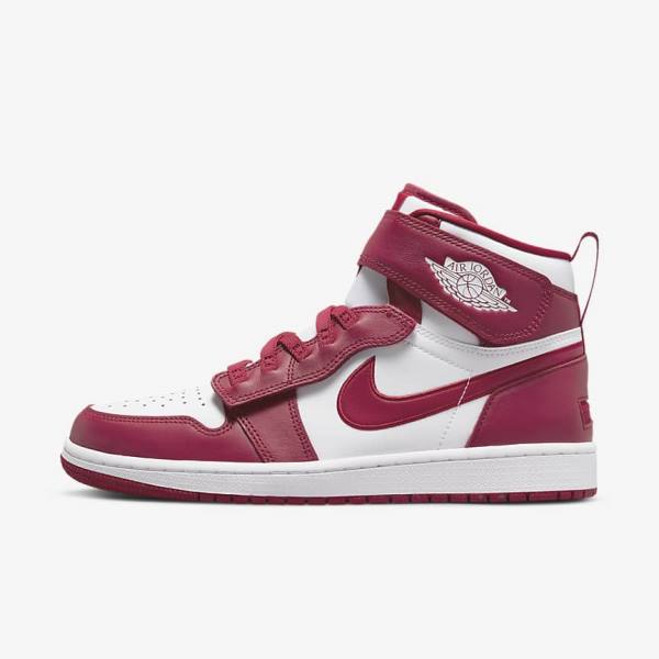 Men\'s Nike Air Jordan 1 Hi FlyEase Trainers Red / White | NK976FKD