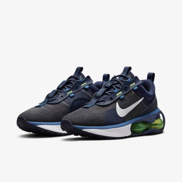 Men's Nike Air Max 2021 Trainers Obsidian / Light Green / Blue / White | NK348IYN