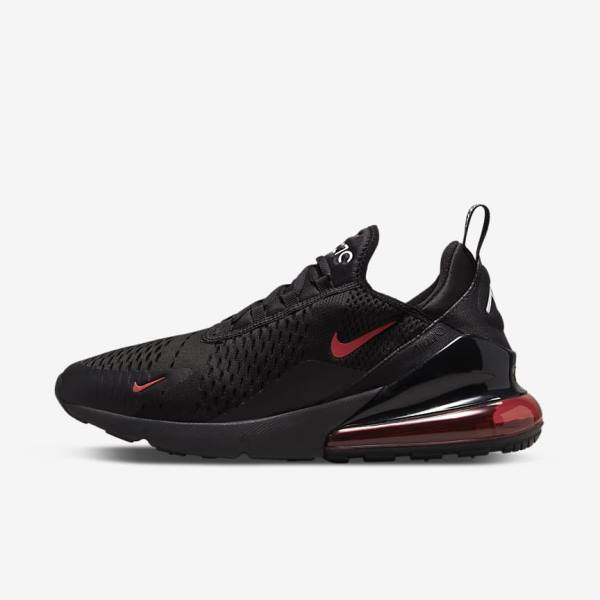 Men\'s Nike Air Max 270 Trainers Black / White / Red | NK371AWQ