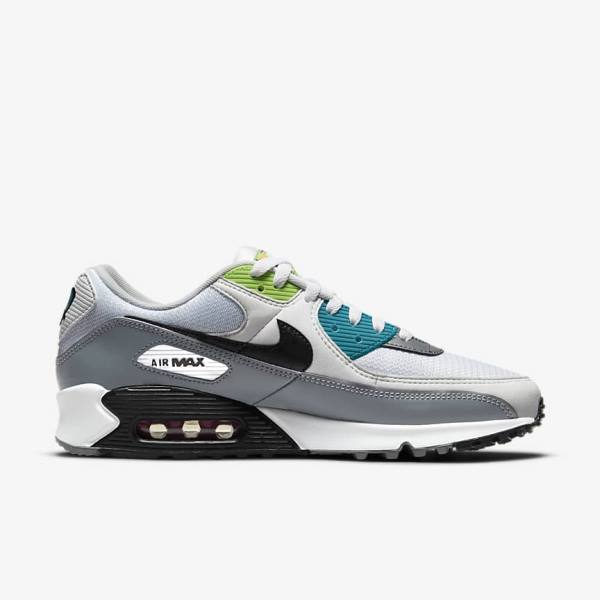 Men's Nike Air Max 90 Premium Trainers White / Grey / Black | NK473KNS