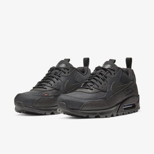 Men's Nike Air Max 90 Surplus Trainers Black | NK895DWK