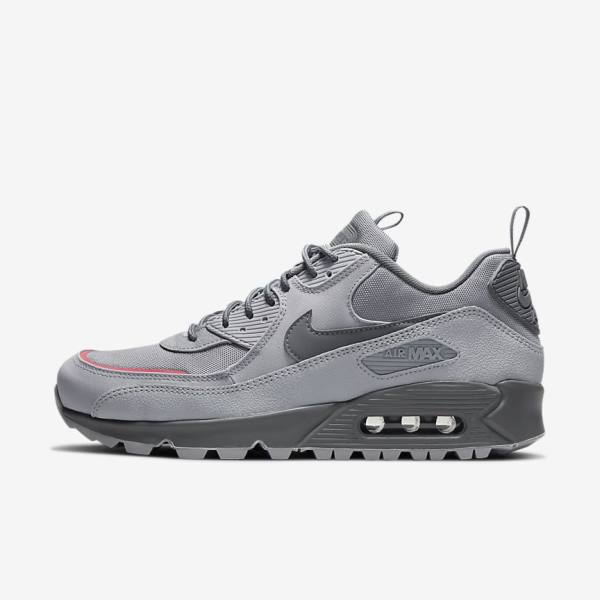 Men\'s Nike Air Max 90 Surplus Trainers Grey / Pink Light Blue / Grey | NK015ANG