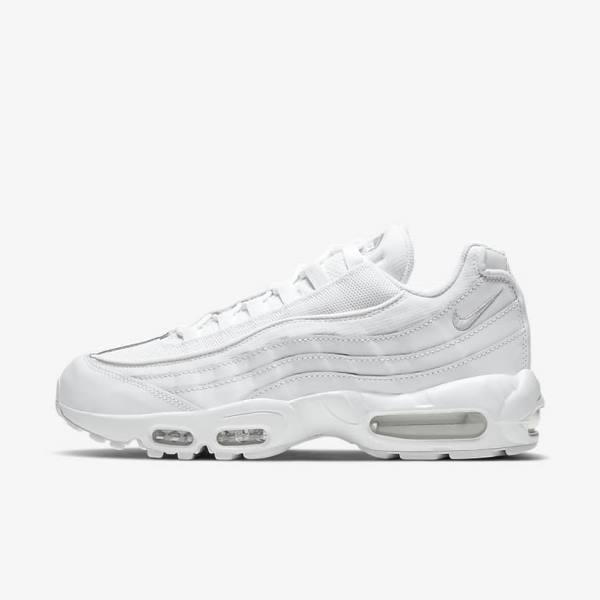 Men\'s Nike Air Max 95 Essential Trainers White / Grey / White | NK092FKP