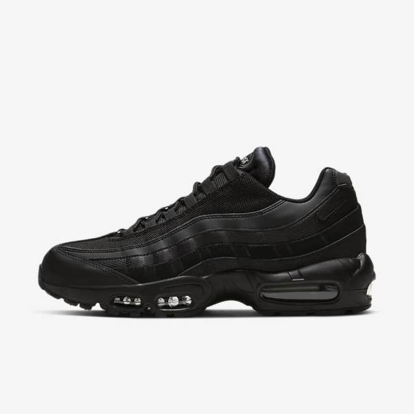 Men\'s Nike Air Max 95 Essential Trainers Black / Dark Grey | NK328FMS