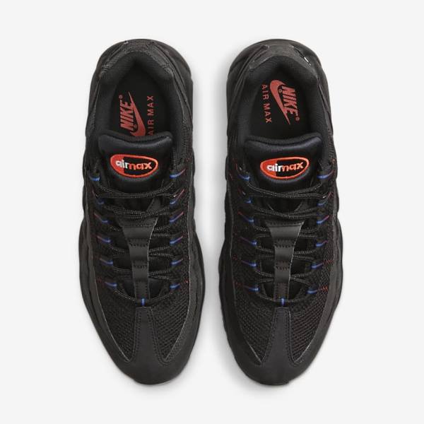 Men's Nike Air Max 95 Trainers Black / Blue / Light Red | NK245KZH