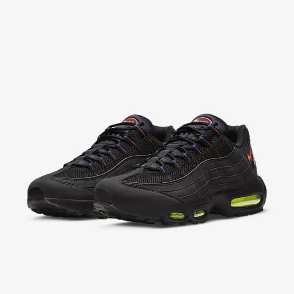 Men's Nike Air Max 95 Trainers Black / Blue / Light Red | NK245KZH