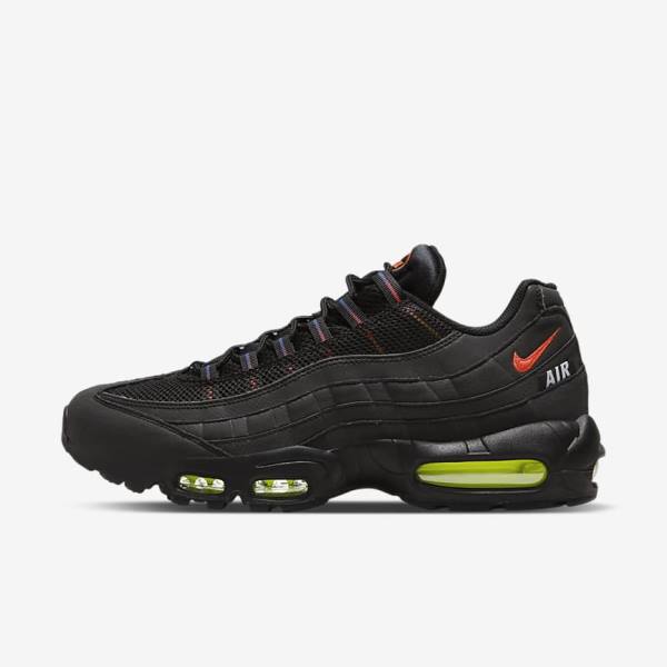 Men\'s Nike Air Max 95 Trainers Black / Blue / Light Red | NK245KZH