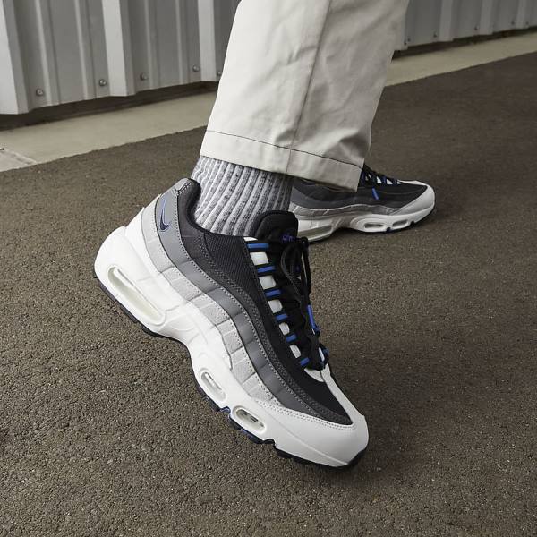 Men's Nike Air Max 95 Trainers Black / Dark Grey / Blue | NK049HTO