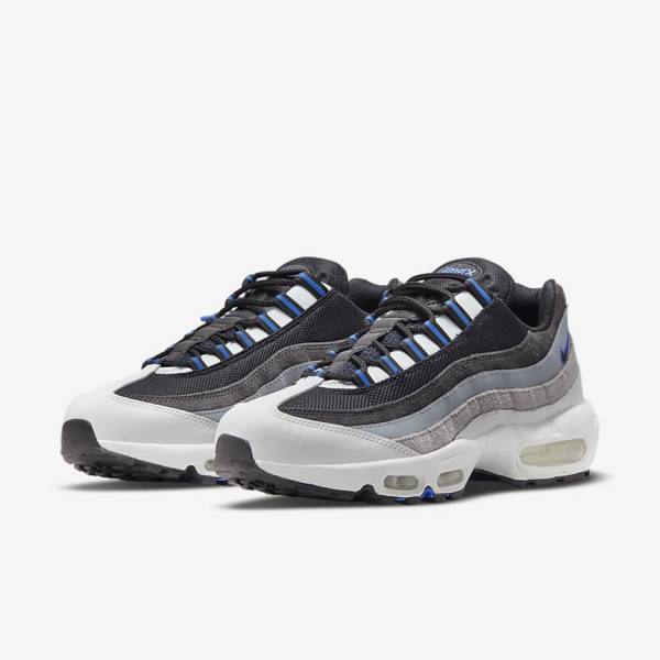 Men's Nike Air Max 95 Trainers Black / Dark Grey / Blue | NK049HTO