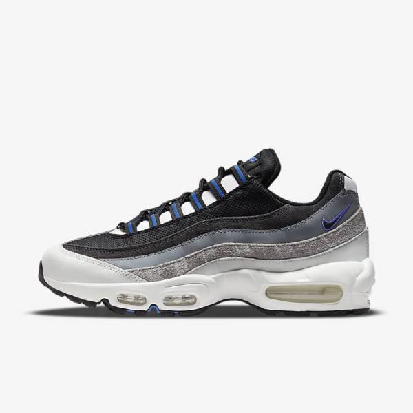 Men\'s Nike Air Max 95 Trainers Black / Dark Grey / Blue | NK049HTO