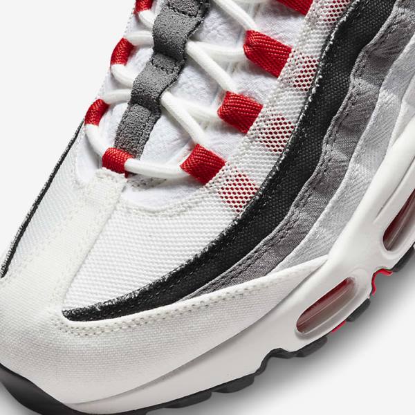 Men's Nike Air Max 95 Trainers White / Light Grey / Red | NK918IPV