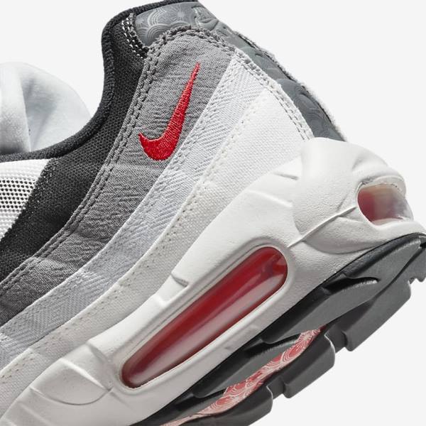 Men's Nike Air Max 95 Trainers White / Light Grey / Red | NK918IPV