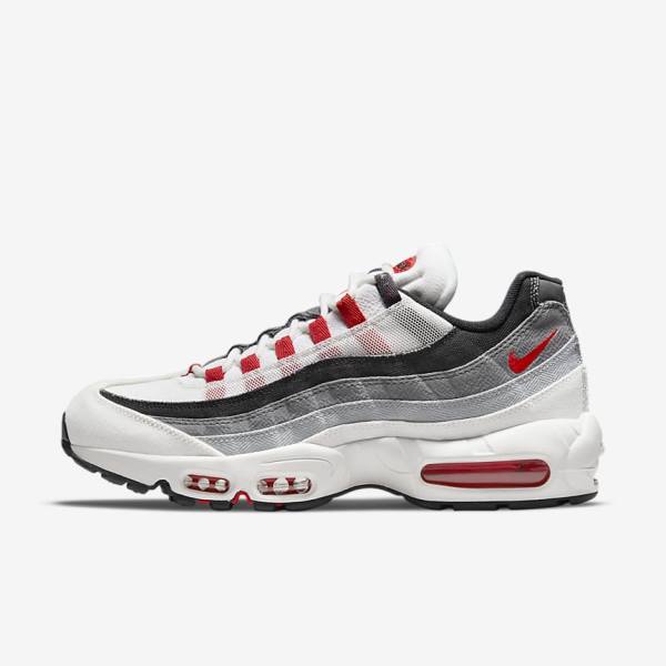 Men\'s Nike Air Max 95 Trainers White / Light Grey / Red | NK918IPV