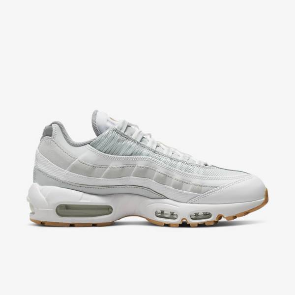 Men's Nike Air Max 95 Trainers White / Platinum / Grey / Yellow | NK420MGC