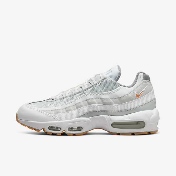 Men\'s Nike Air Max 95 Trainers White / Platinum / Grey / Yellow | NK420MGC