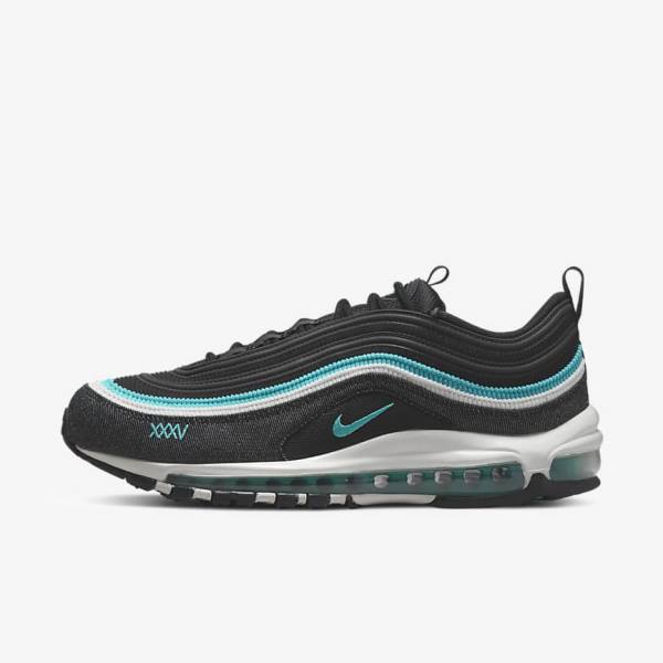 Men\'s Nike Air Max 97 SE Trainers Black / White / Turquoise | NK156CGY