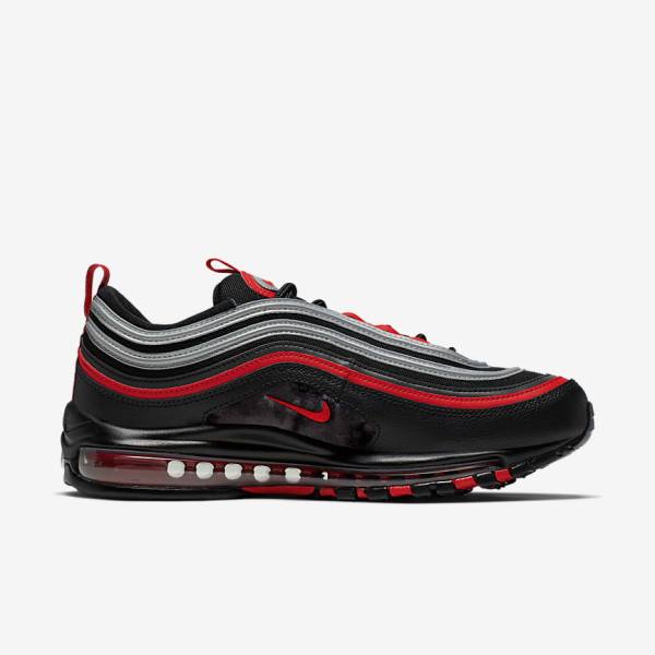 Men's Nike Air Max 97 Trainers Black / Metal Silver / Red | NK457TDN