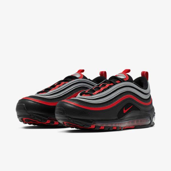 Men's Nike Air Max 97 Trainers Black / Metal Silver / Red | NK457TDN