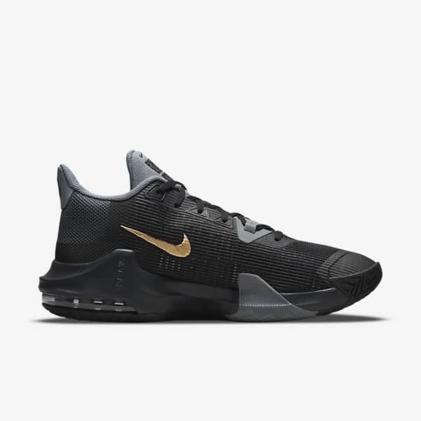 Men's Nike Air Max Impact 3 Basketball Shoes Black / Grey / Dark Grey / Metal Gold | NK940NSF