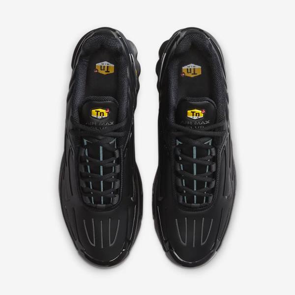 Men's Nike Air Max Plus 3 Leather Trainers Black / Dark Grey | NK598OXP