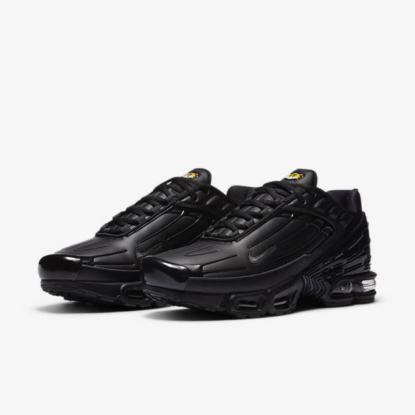 Men's Nike Air Max Plus 3 Leather Trainers Black / Dark Grey | NK598OXP