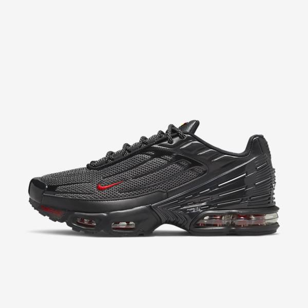 Men\'s Nike Air Max Plus 3 Trainers Black / Silver / Red | NK394DLB