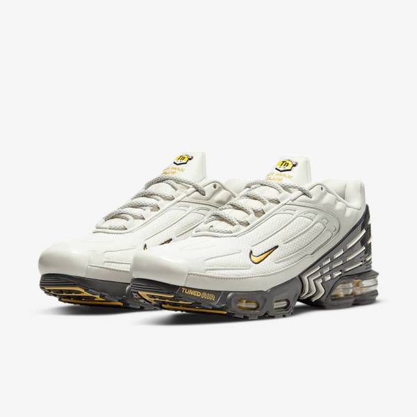 Men's Nike Air Max Plus 3 Trainers Light Beige / Black / Silver / Gold | NK146QNY