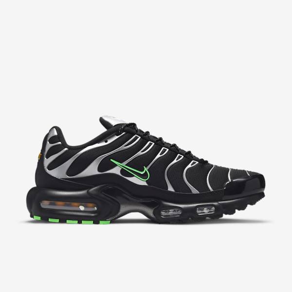 Men's Nike Air Max Plus Trainers Black / Green / Metal Silver / Black | NK065EXA