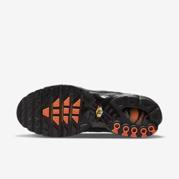 Men's Nike Air Max Plus Trainers Black / Orange / Grey / White | NK745VUW