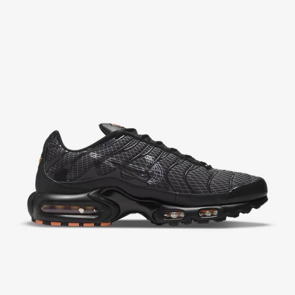 Men's Nike Air Max Plus Trainers Black / Orange / Grey / White | NK745VUW