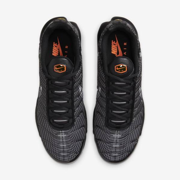 Men's Nike Air Max Plus Trainers Black / Orange / Grey / White | NK745VUW