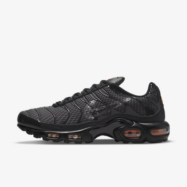 Men\'s Nike Air Max Plus Trainers Black / Orange / Grey / White | NK745VUW