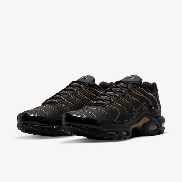 Men's Nike Air Max Plus Trainers Black / Brown / Gold | NK815EZQ