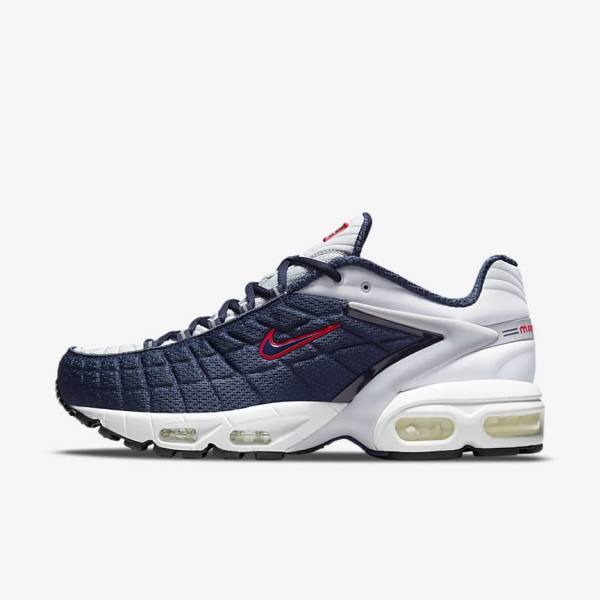 Men\'s Nike Air Max Tailwind V SP Trainers Navy / Platinum / White / Red | NK357EZF